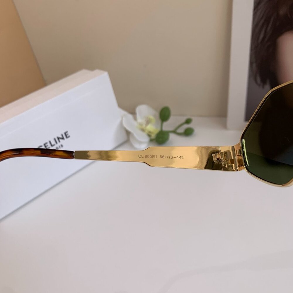 Celine Women's Sunglasses in Gold and Green - Picture 5 of 8